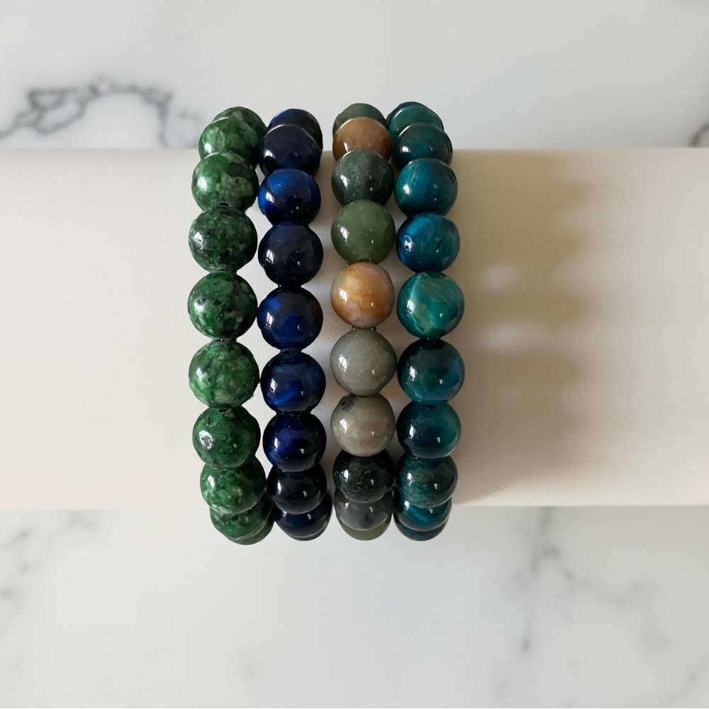 Set 4 Beaded Bracelets Stackable Stretch Earth To… - image 5